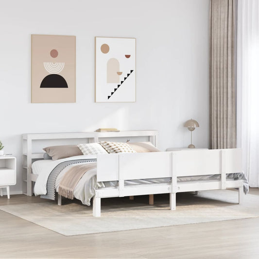 vidaXL Bed Frame with Headboard without Mattress White 200x200 cm