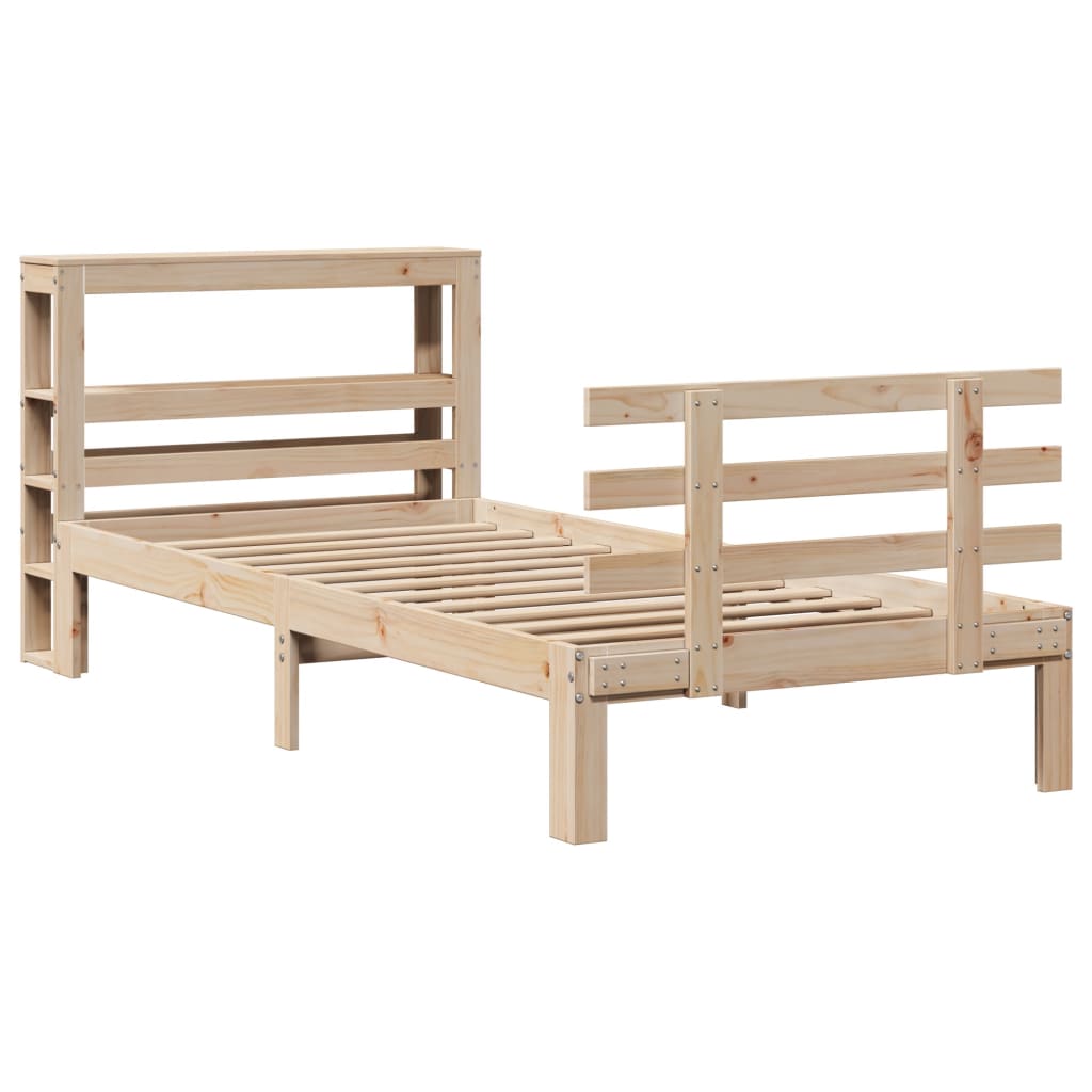 vidaXL Bed Frame with Headboard without Mattress 75x190 cm Small Single