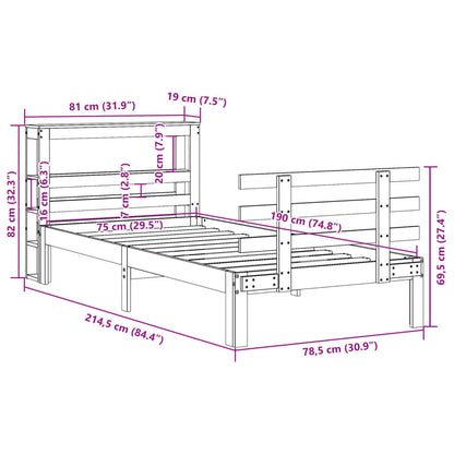 vidaXL Bed Frame with Headboard without Mattress 75x190 cm Small Single