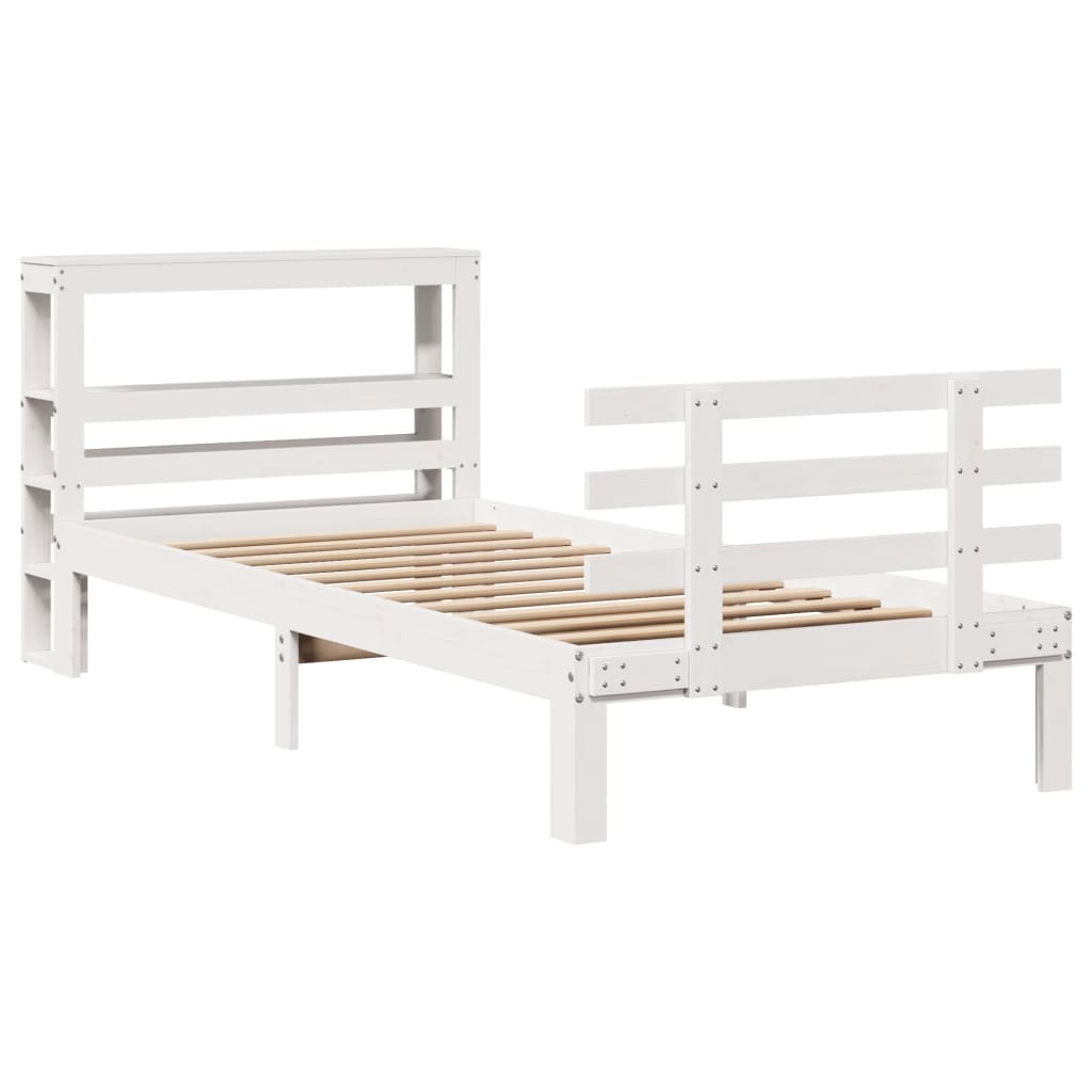 vidaXL Bed Frame with Headboard without Mattress White 75x190 cm Small Single