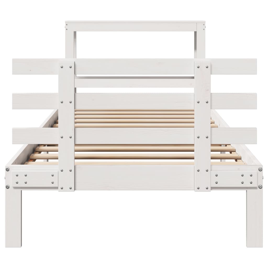vidaXL Bed Frame with Headboard without Mattress White 75x190 cm Small Single