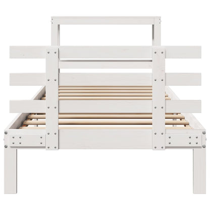 vidaXL Bed Frame with Headboard without Mattress White 75x190 cm Small Single