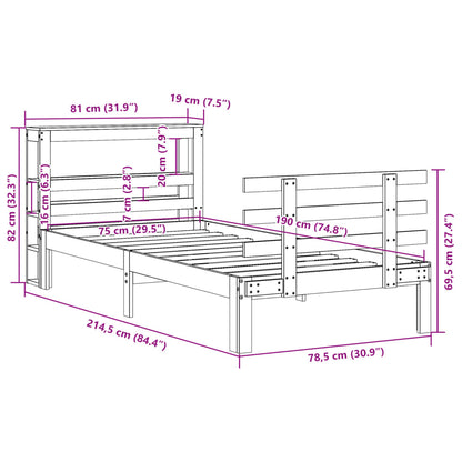 vidaXL Bed Frame with Headboard without Mattress White 75x190 cm Small Single