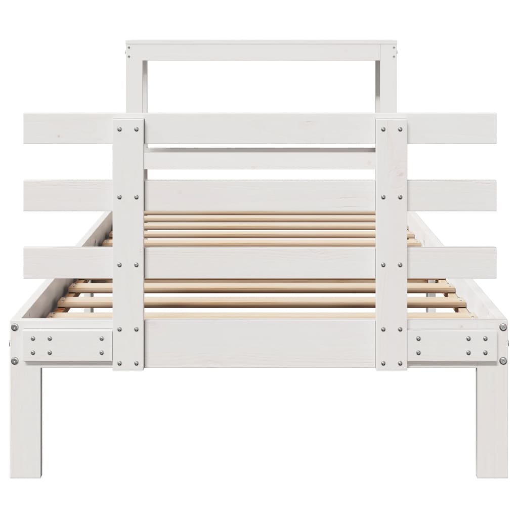 vidaXL Bed Frame with Headboard without Mattress White 90x190 cm Single