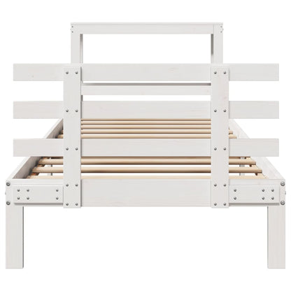 vidaXL Bed Frame with Headboard without Mattress White 90x190 cm Single