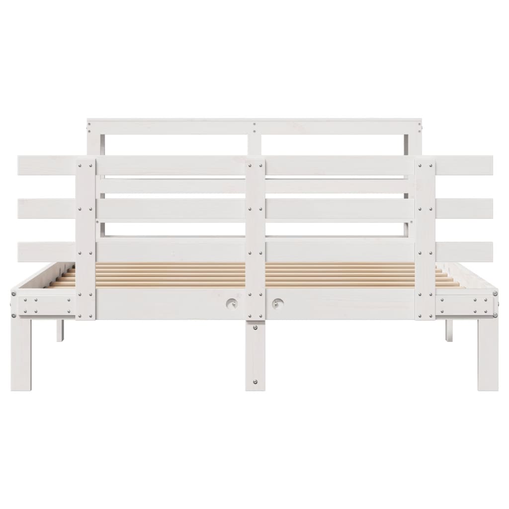 vidaXL Bed Frame with Headboard without Mattress White 120x190 cm Small Double