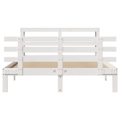 vidaXL Bed Frame with Headboard without Mattress White 120x190 cm Small Double