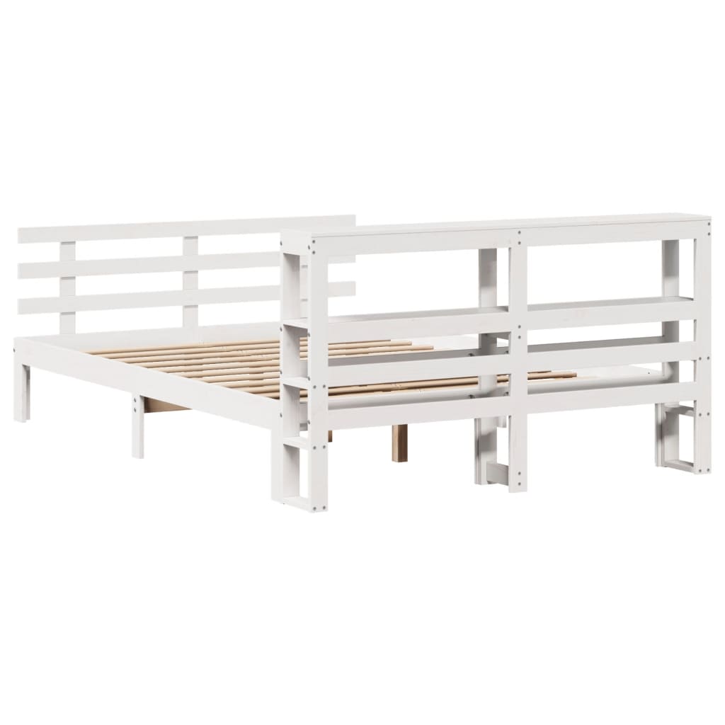 vidaXL Bed Frame with Headboard without Mattress White 120x190 cm Small Double