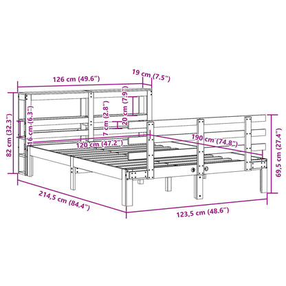 vidaXL Bed Frame with Headboard without Mattress White 120x190 cm Small Double