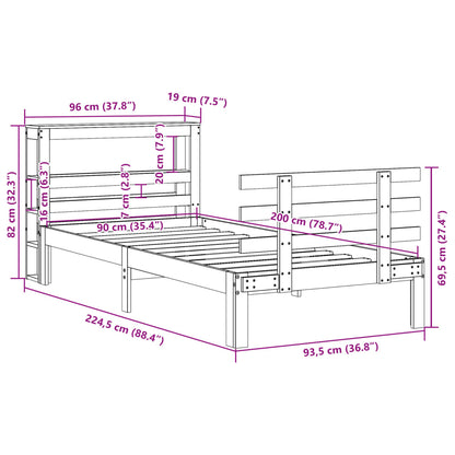 vidaXL Bed Frame with Headboard without Mattress 90x200 cm