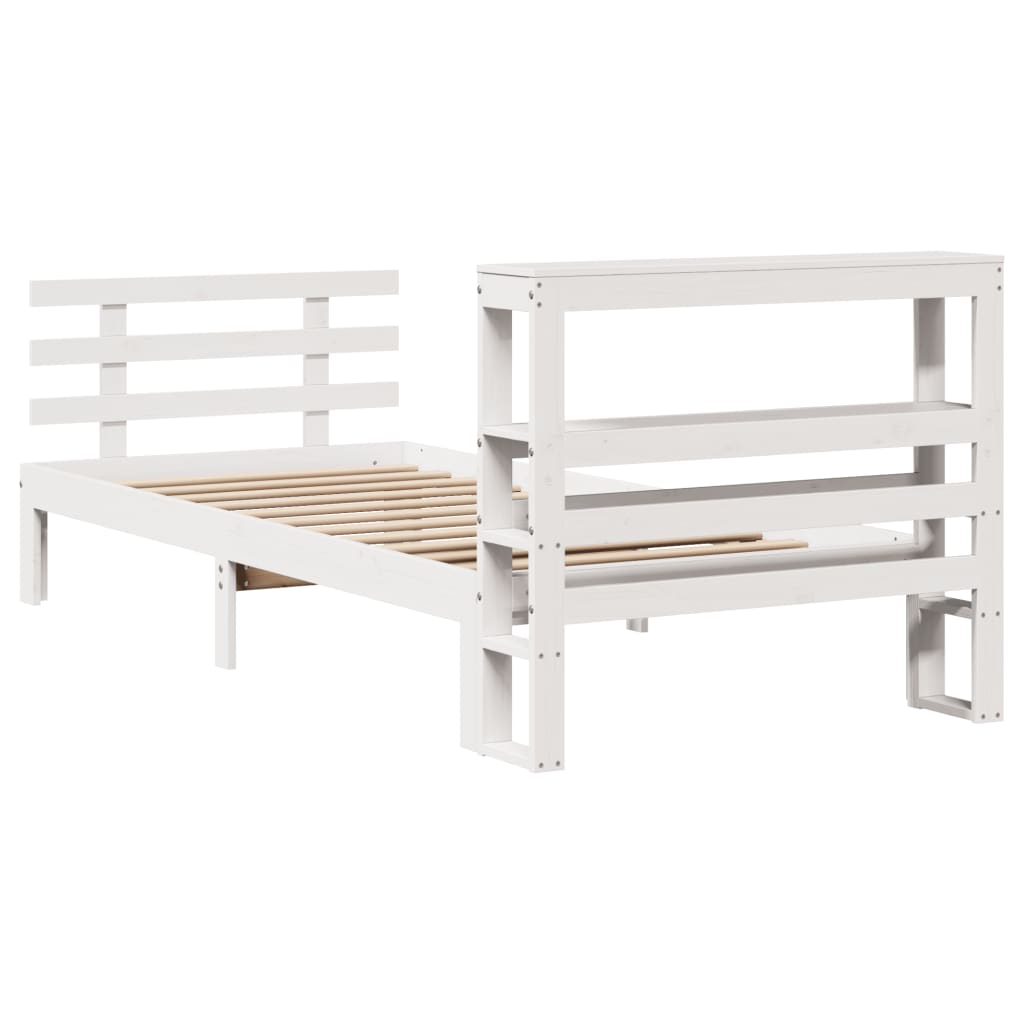 vidaXL Bed Frame with Headboard without Mattress White 90x200 cm