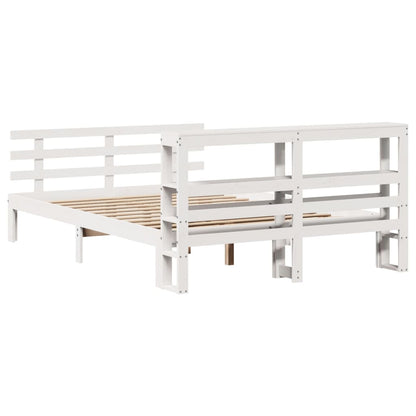 vidaXL Bed Frame with Headboard without Mattress White 120x200 cm