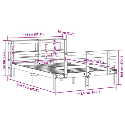 vidaXL Bed Frame with Headboard without Mattress 140x200 cm