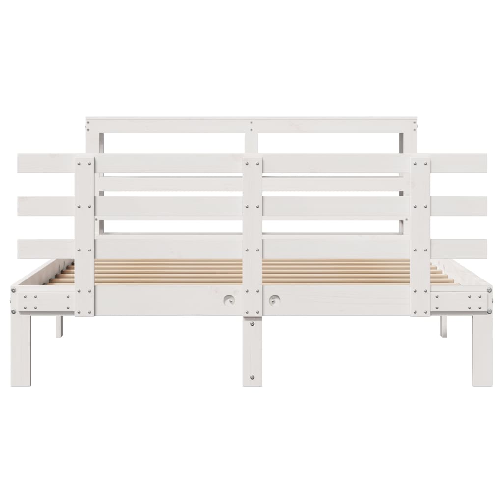 vidaXL Bed Frame with Headboard without Mattress White 140x200 cm