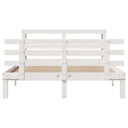 vidaXL Bed Frame with Headboard without Mattress White 140x200 cm
