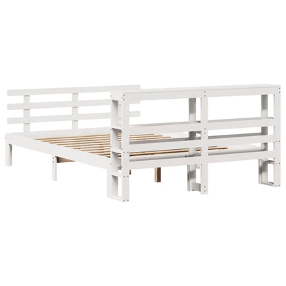 vidaXL Bed Frame with Headboard without Mattress White 140x200 cm