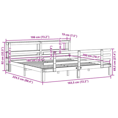 vidaXL Bed Frame with Headboard without Mattress 180x200 cm Super King
