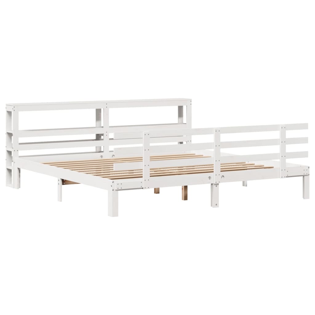 vidaXL Bed Frame with Headboard without Mattress White 200x200 cm