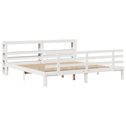 vidaXL Bed Frame with Headboard without Mattress White 200x200 cm