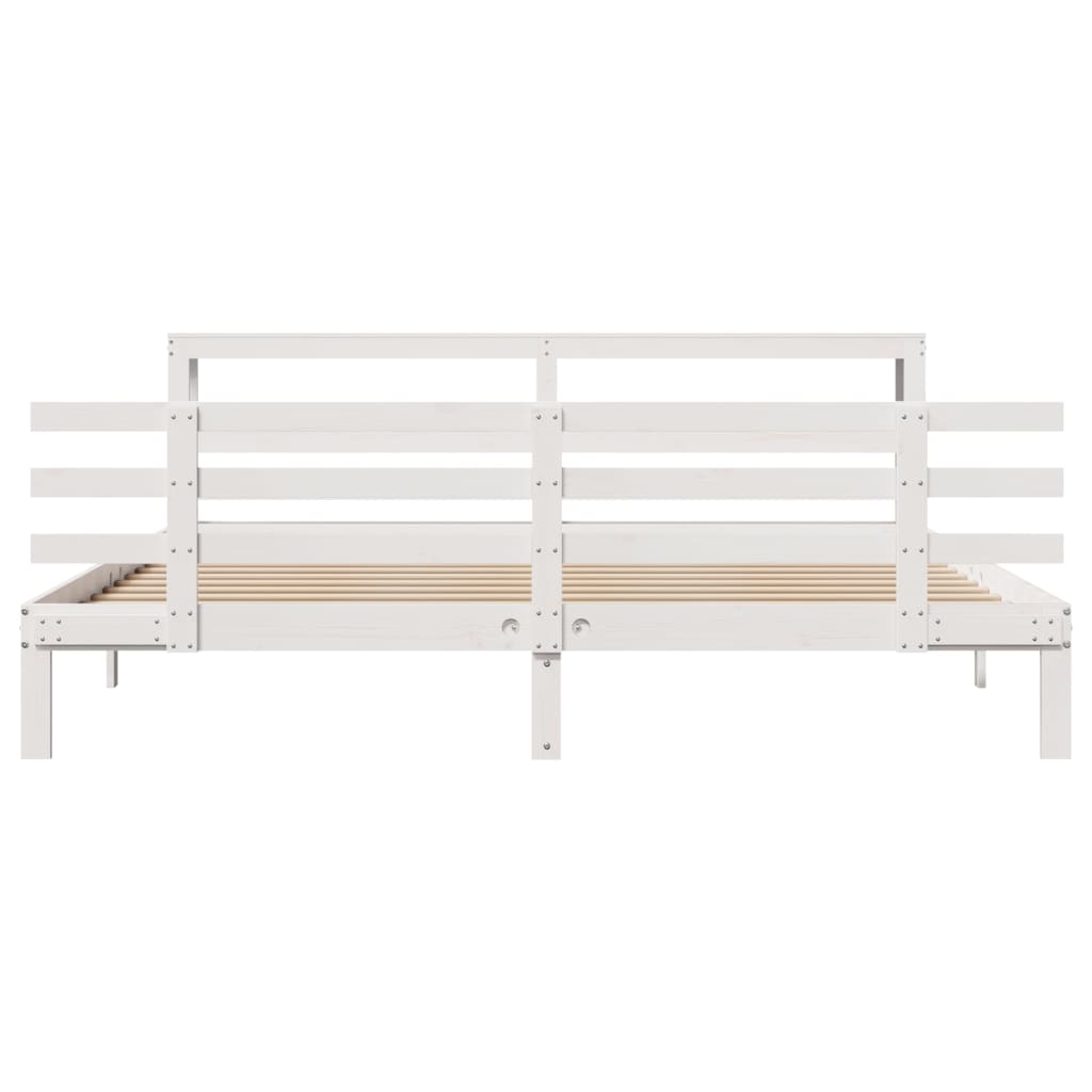 vidaXL Bed Frame with Headboard without Mattress White 200x200 cm