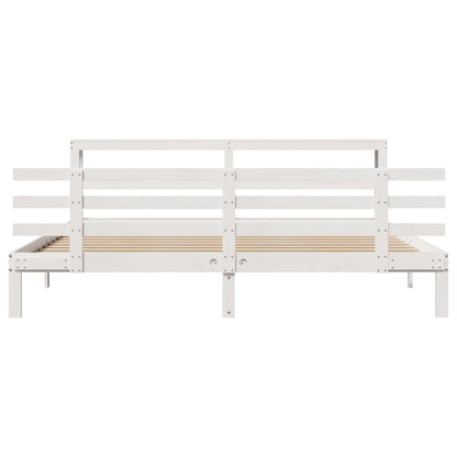 vidaXL Bed Frame with Headboard without Mattress White 200x200 cm