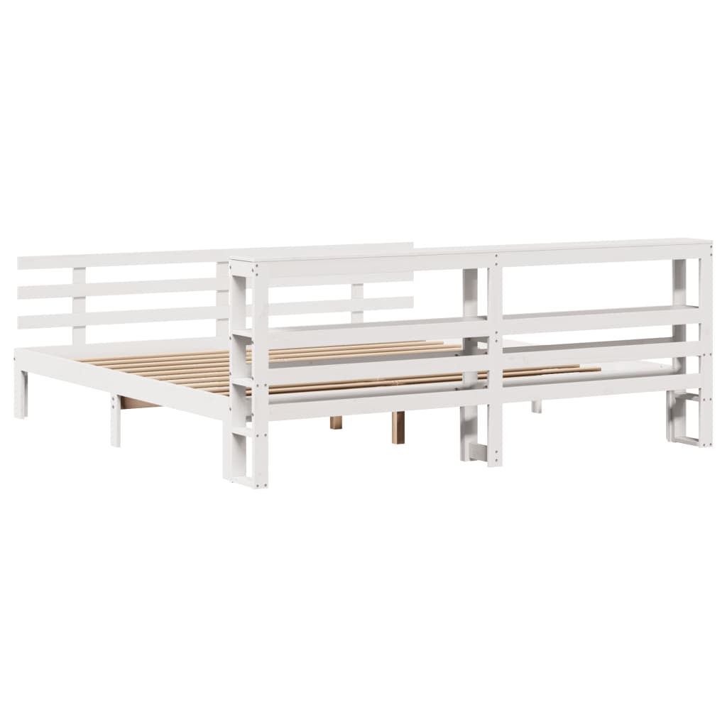 vidaXL Bed Frame with Headboard without Mattress White 200x200 cm