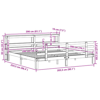 vidaXL Bed Frame with Headboard without Mattress White 200x200 cm