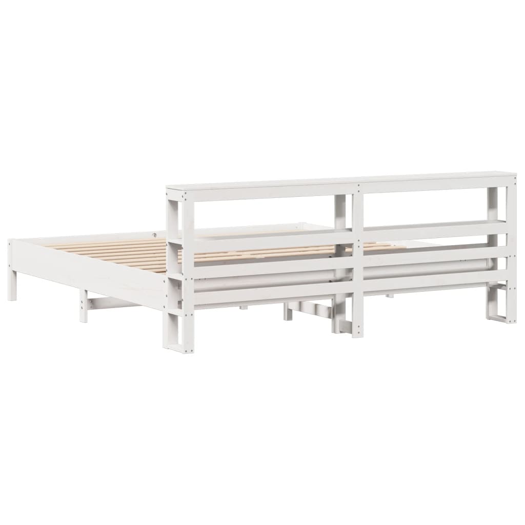 vidaXL Bed Frame without Mattress White 200x200 cm Solid Wood Pine
