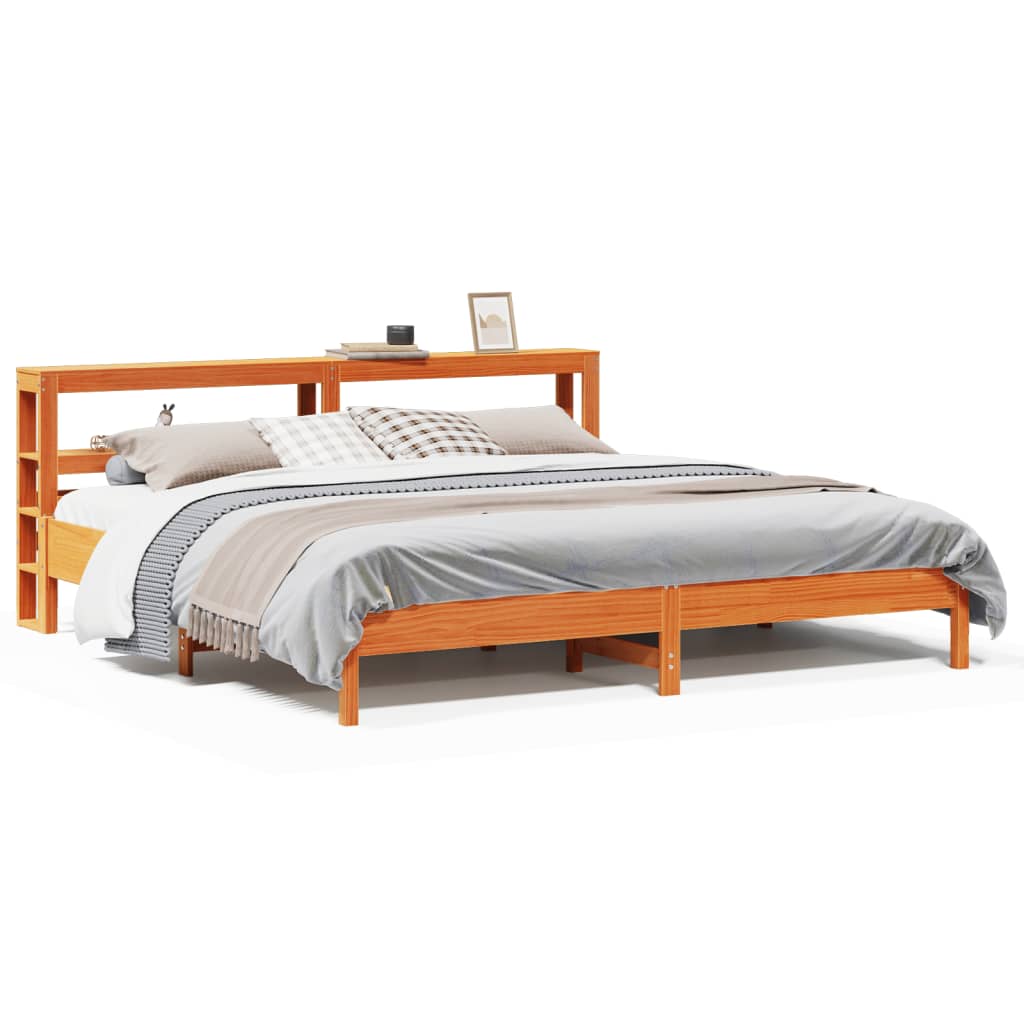 vidaXL Bed Frame without Mattress Wax Brown 200x200 cm Solid Wood Pine