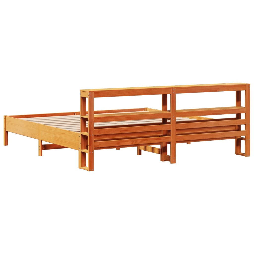 vidaXL Bed Frame without Mattress Wax Brown 200x200 cm Solid Wood Pine