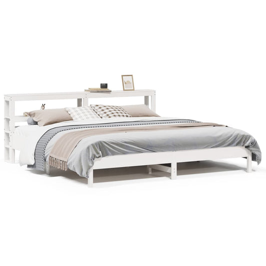vidaXL Bed Frame without Mattress White 180x200 cm Super King Solid Wood Pine