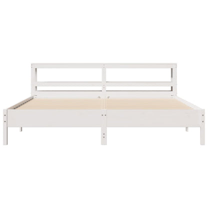 vidaXL Bed Frame without Mattress White 180x200 cm Super King Solid Wood Pine