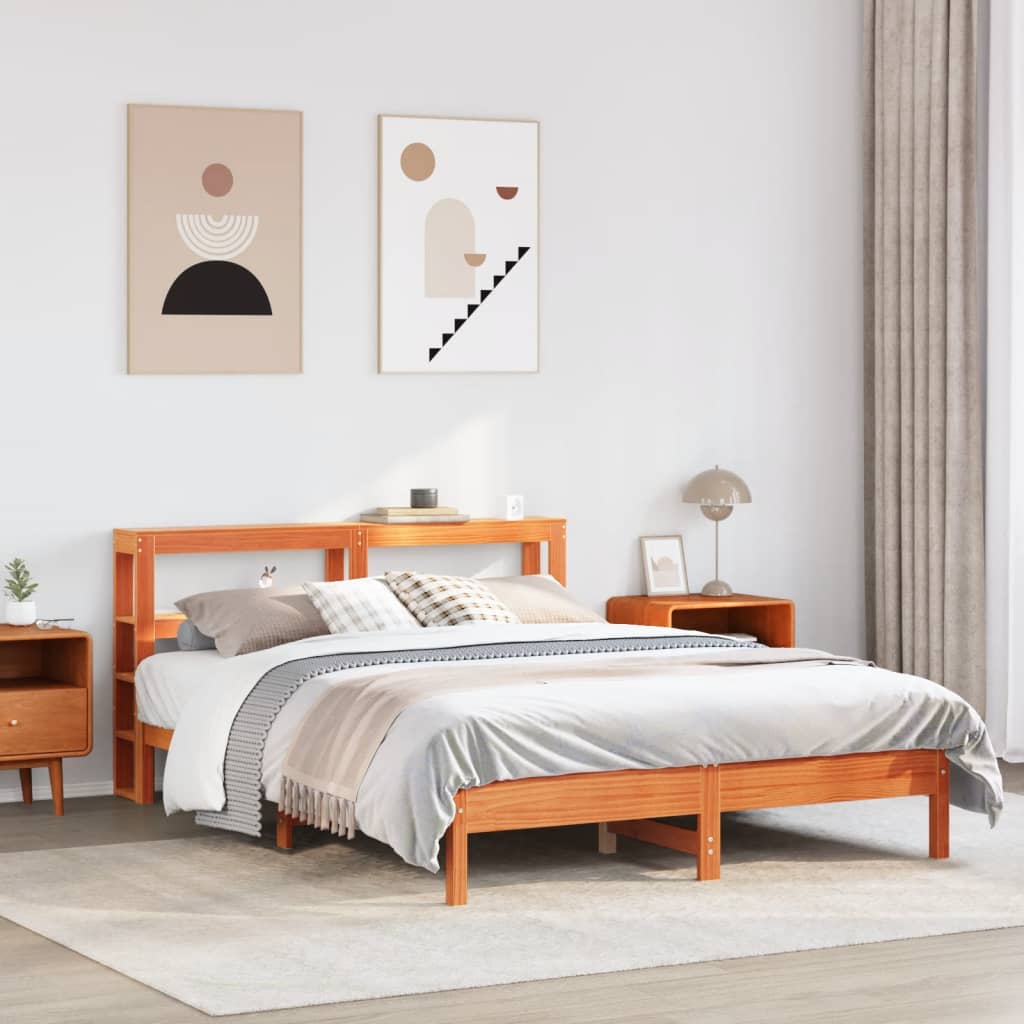 vidaXL Bed Frame without Mattress Wax Brown 160x200 cm Solid Wood Pine
