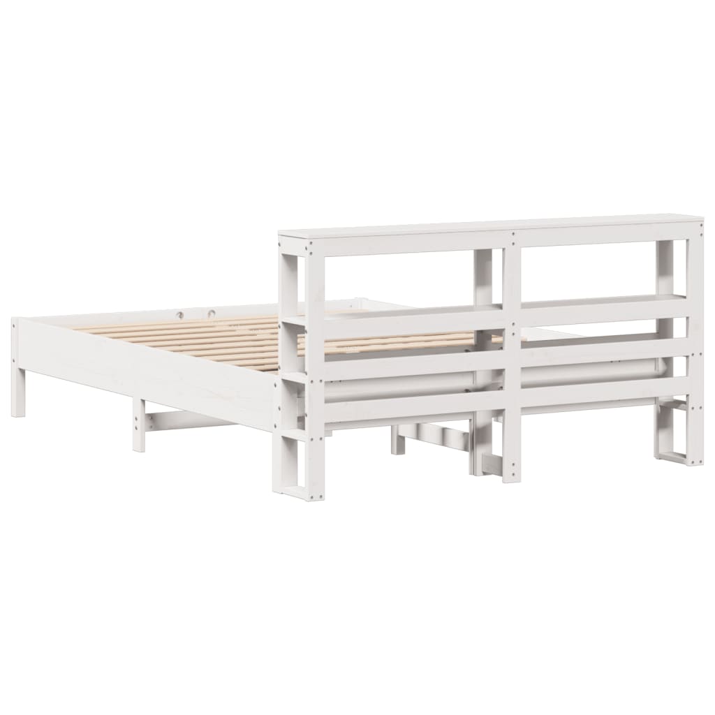 vidaXL Bed Frame without Mattress White 150x200 cm King Size Solid Wood Pine