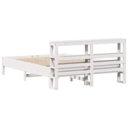 vidaXL Bed Frame without Mattress White 150x200 cm King Size Solid Wood Pine