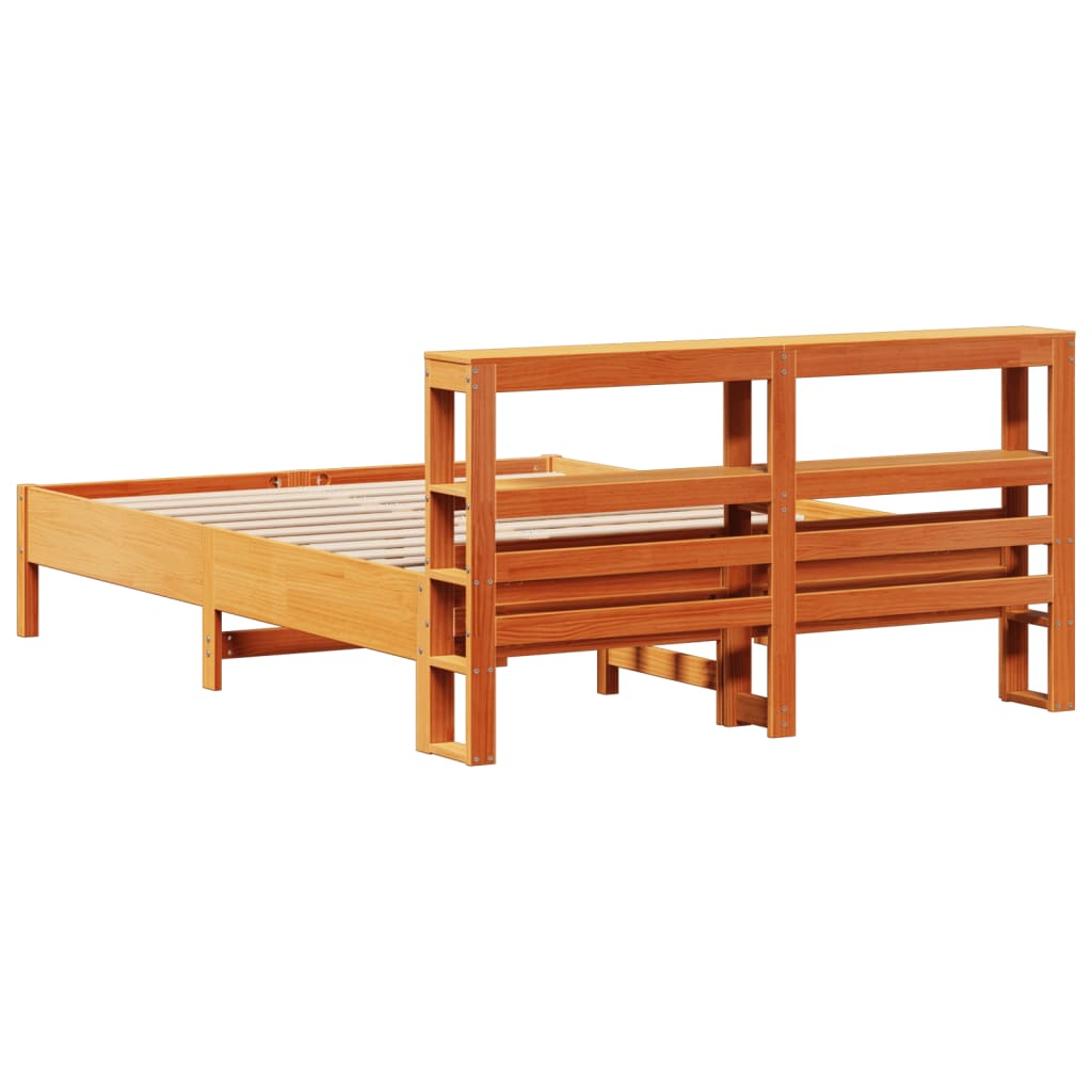 vidaXL Bed Frame without Mattress Wax Brown 150x200 cm King Size Solid Wood Pine