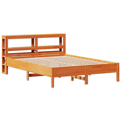 vidaXL Bed Frame without Mattress Wax Brown 140x190 cm Solid Wood Pine