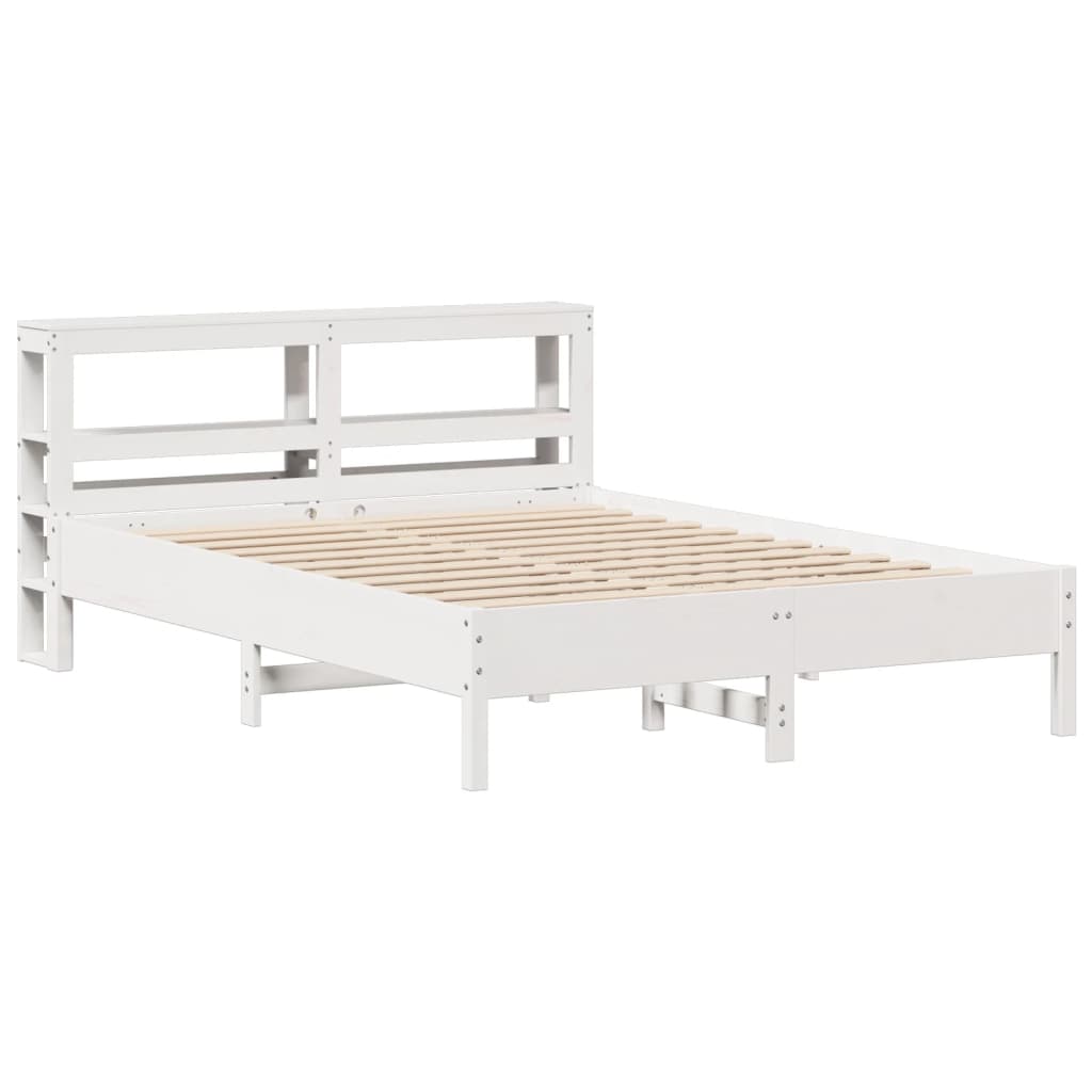vidaXL Bed Frame without Mattress White 135x190 cm Double Solid Wood Pine