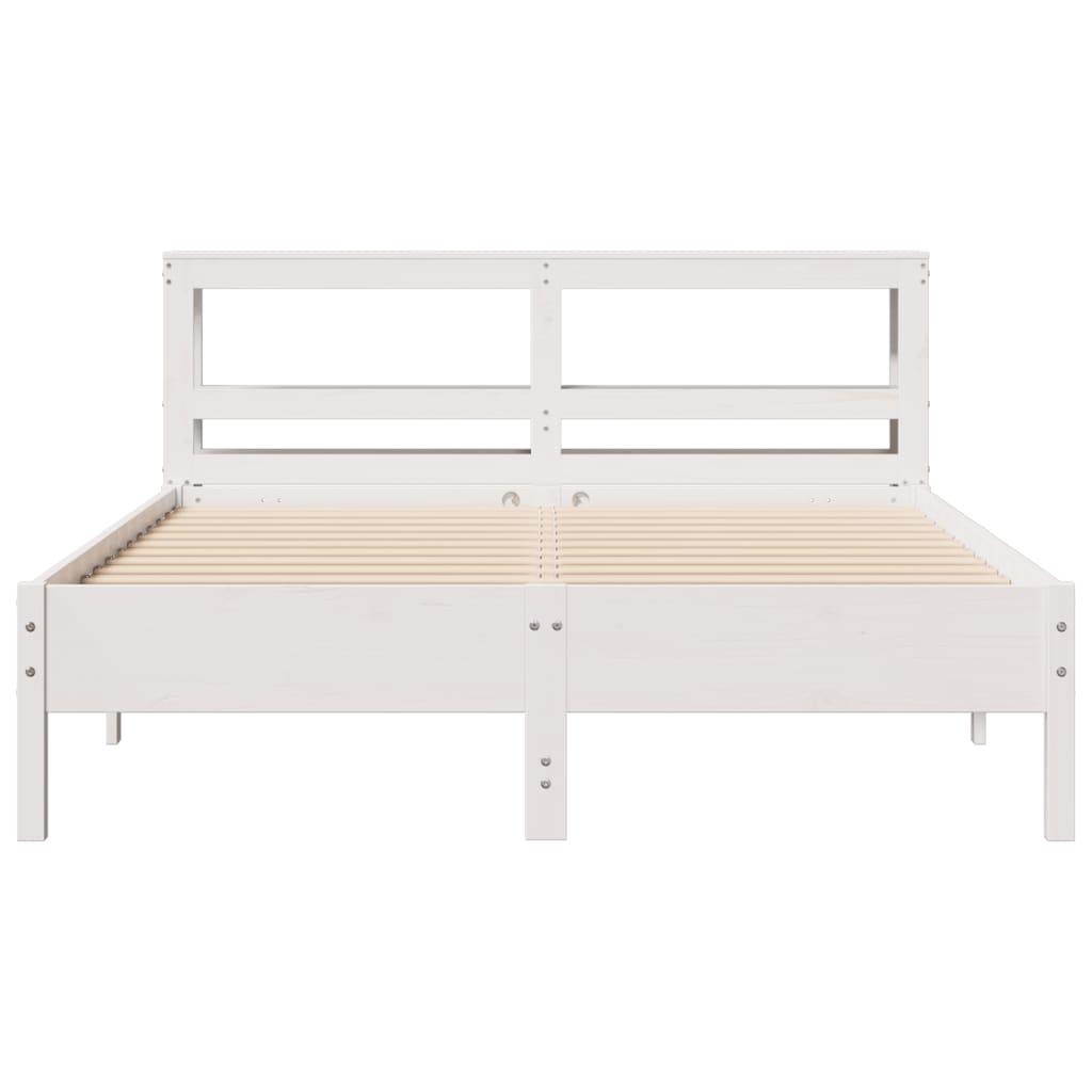 vidaXL Bed Frame without Mattress White 135x190 cm Double Solid Wood Pine