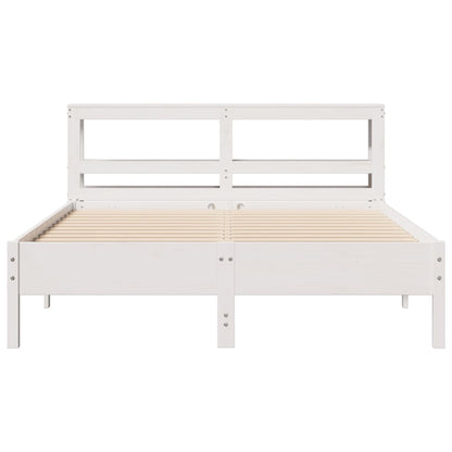 vidaXL Bed Frame without Mattress White 135x190 cm Double Solid Wood Pine