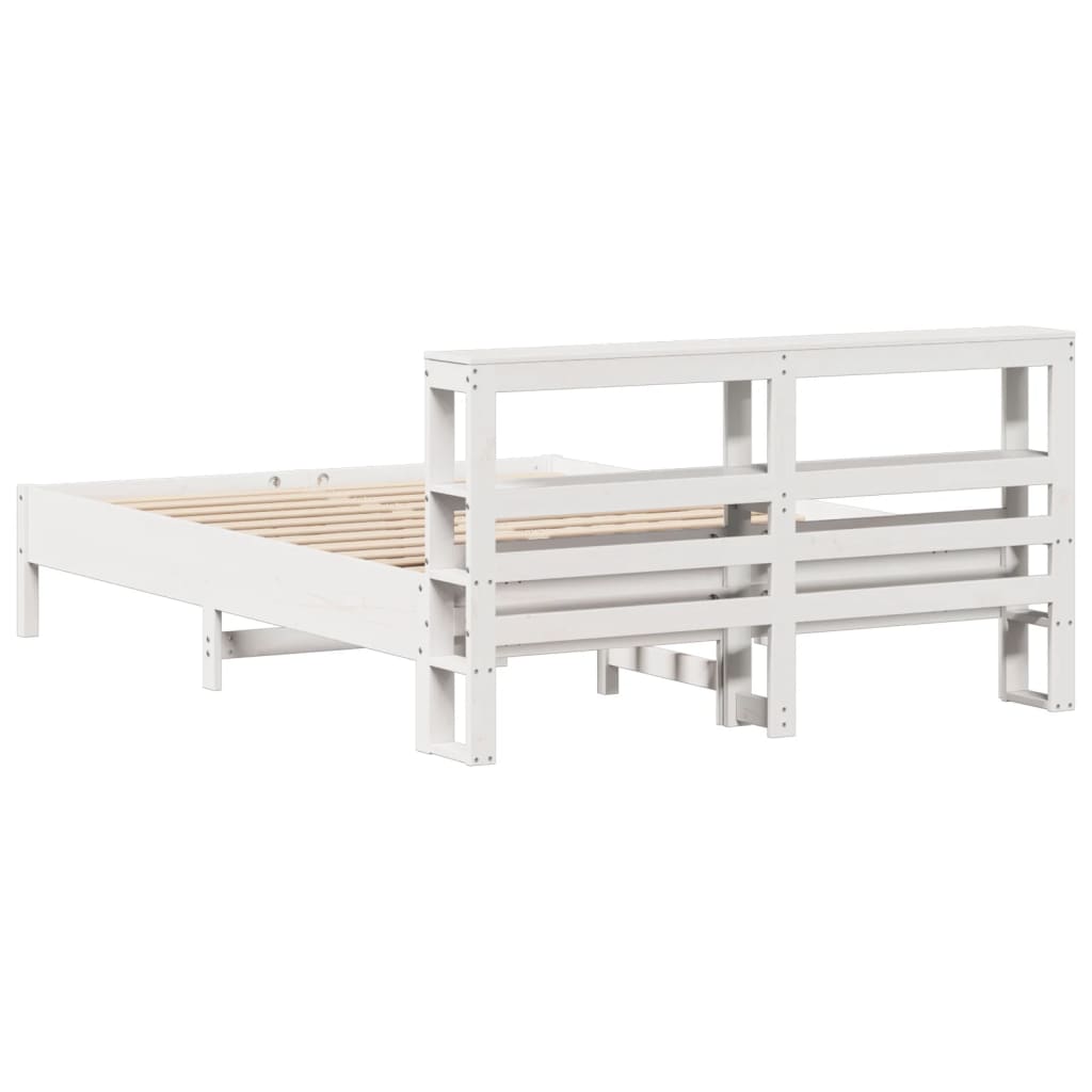 vidaXL Bed Frame without Mattress White 135x190 cm Double Solid Wood Pine