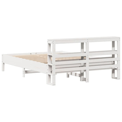 vidaXL Bed Frame without Mattress White 135x190 cm Double Solid Wood Pine