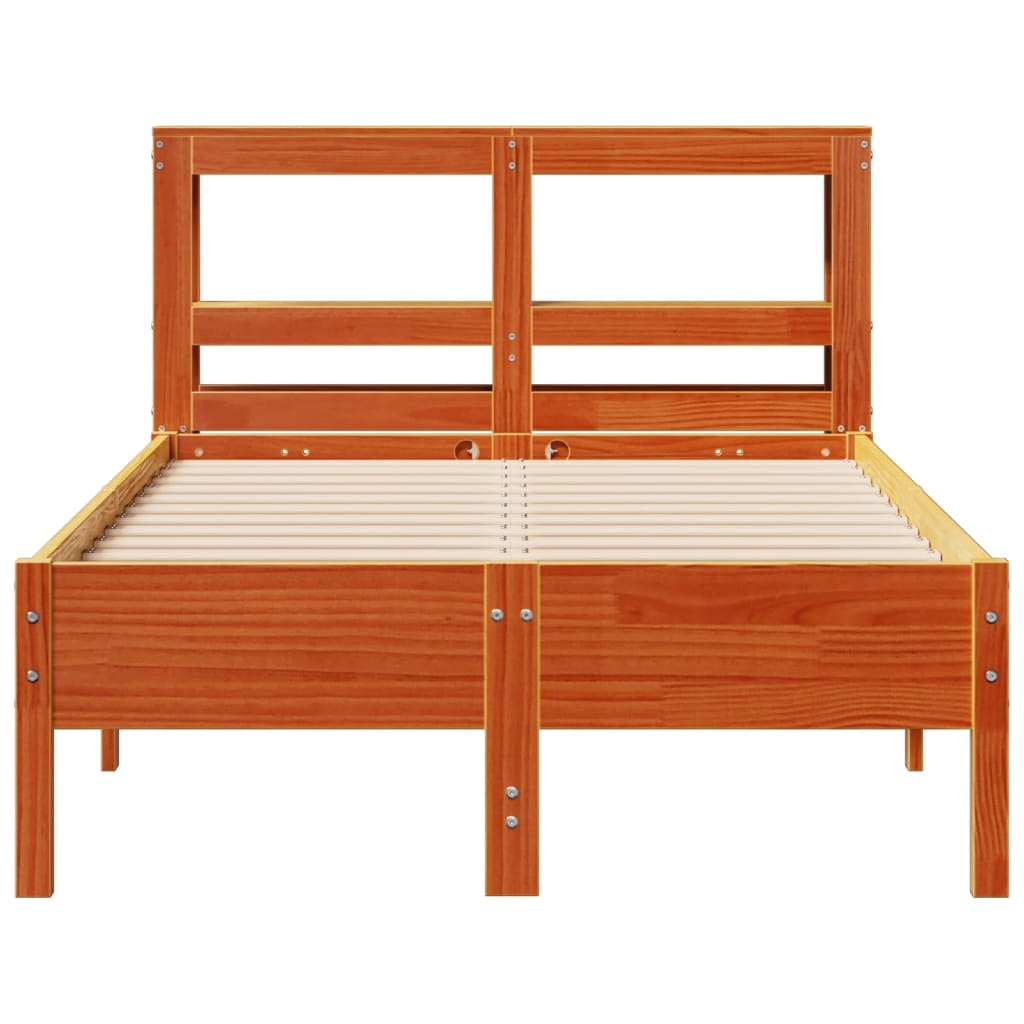 vidaXL Bed Frame without Mattress Wax Brown 120x190 cm Small Double Solid Wood Pine