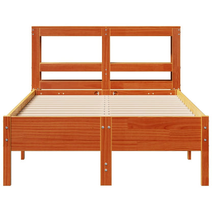 vidaXL Bed Frame without Mattress Wax Brown 120x190 cm Small Double Solid Wood Pine
