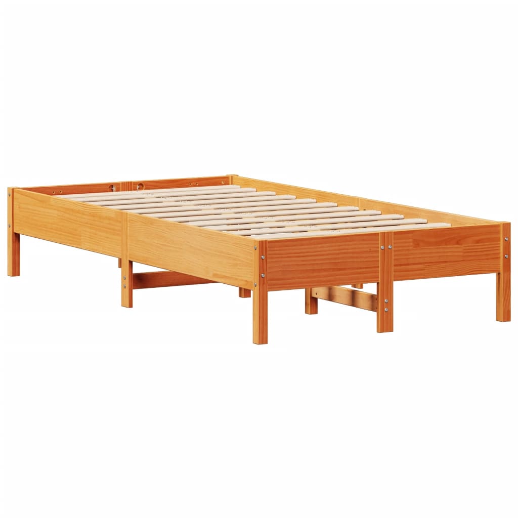 vidaXL Bed Frame without Mattress Wax Brown 120x190 cm Small Double Solid Wood Pine