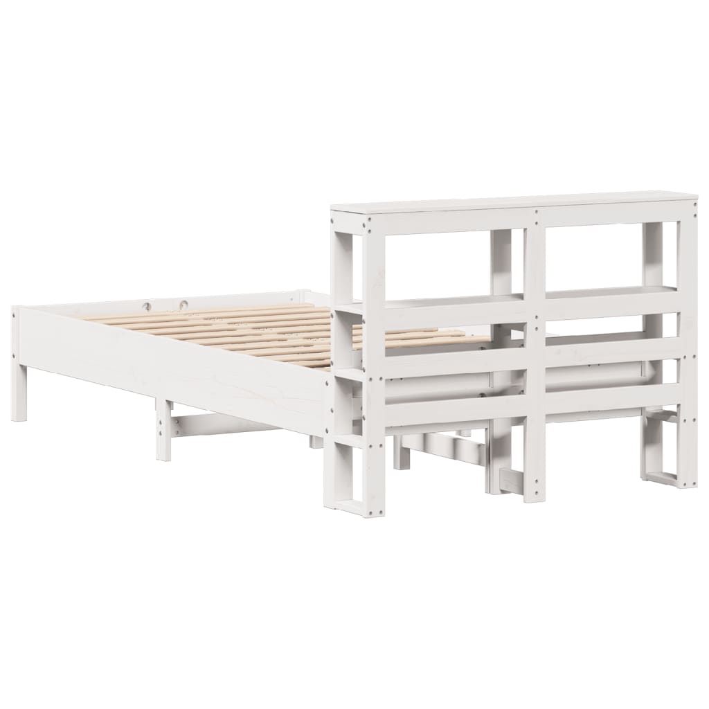 vidaXL Bed Frame without Mattress White 75x190 cm Small Single Solid Wood Pine