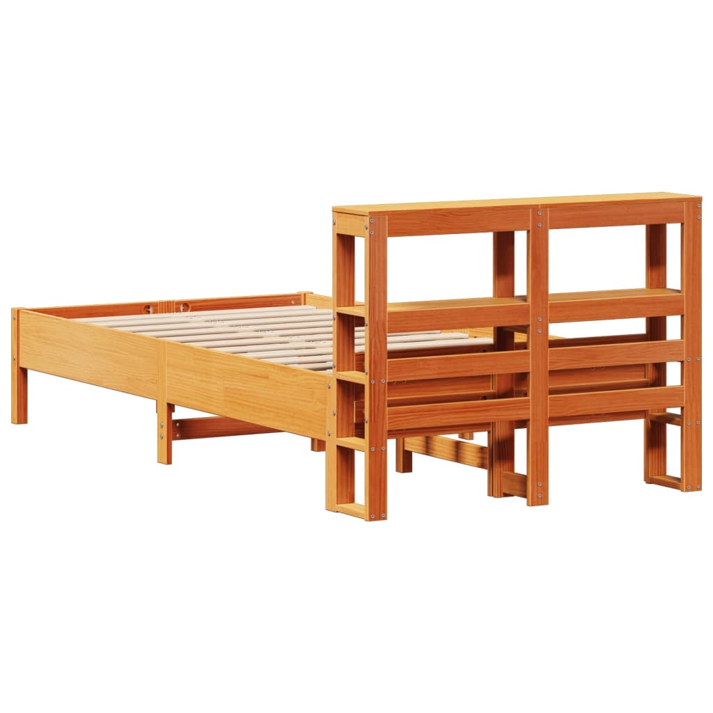 vidaXL Bed Frame without Mattress Wax Brown 75x190 cm Small Single Solid Wood Pine