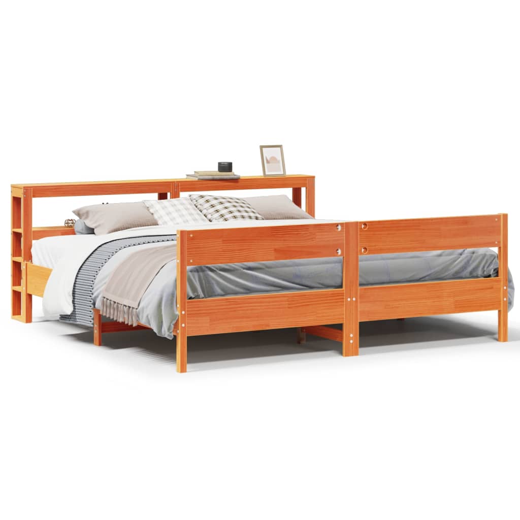 vidaXL Bed Frame without Mattress Wax Brown 200x200 cm Solid Wood Pine