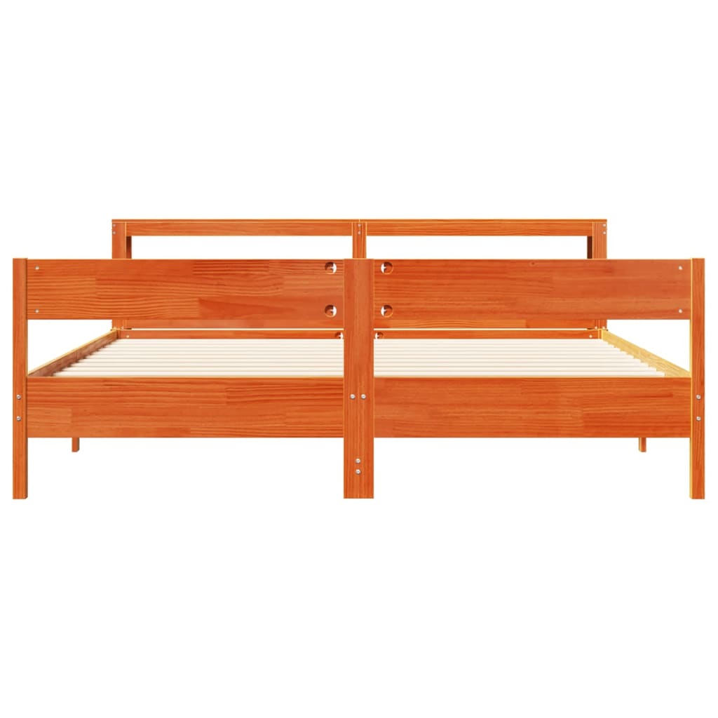vidaXL Bed Frame without Mattress Wax Brown 200x200 cm Solid Wood Pine