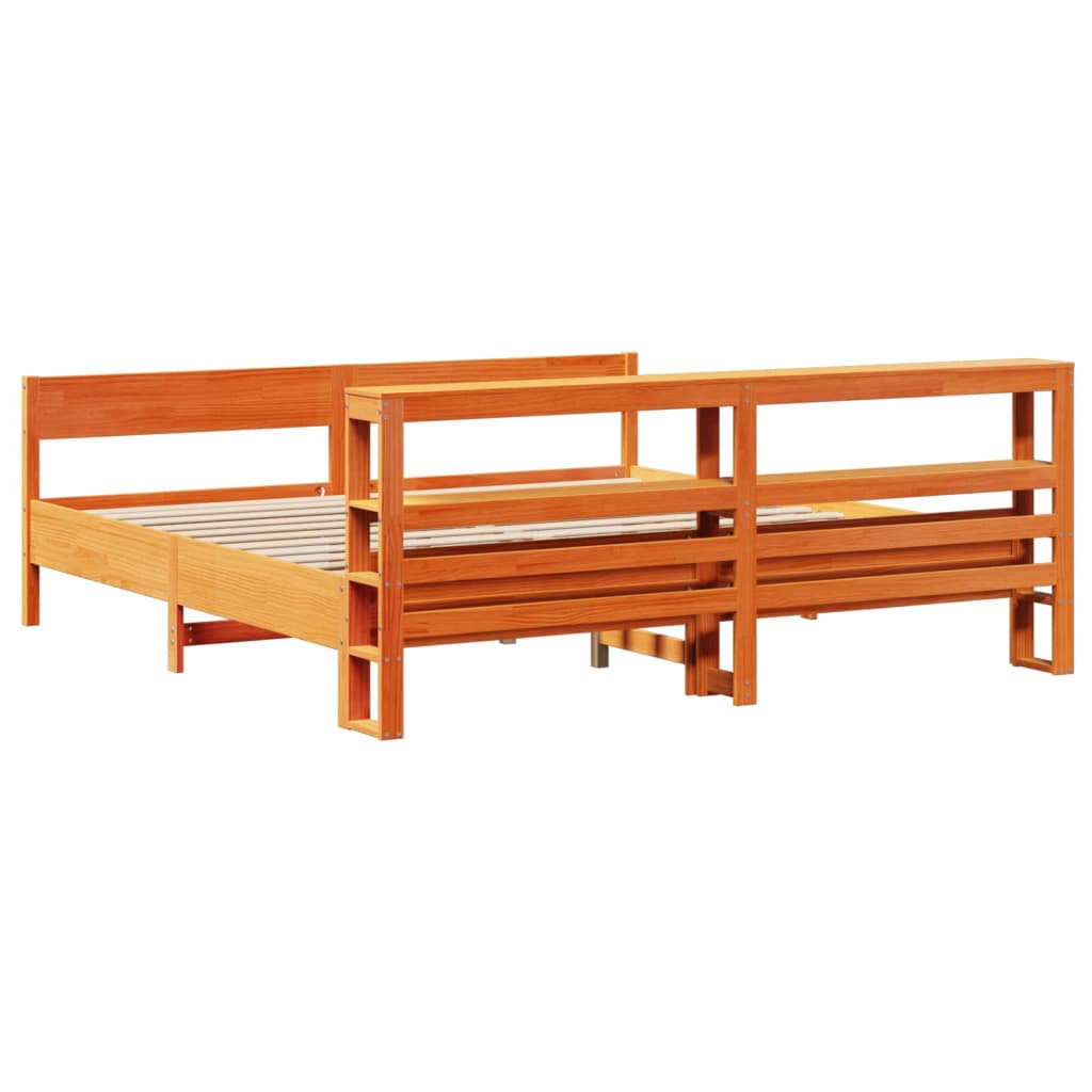 vidaXL Bed Frame without Mattress Wax Brown 200x200 cm Solid Wood Pine